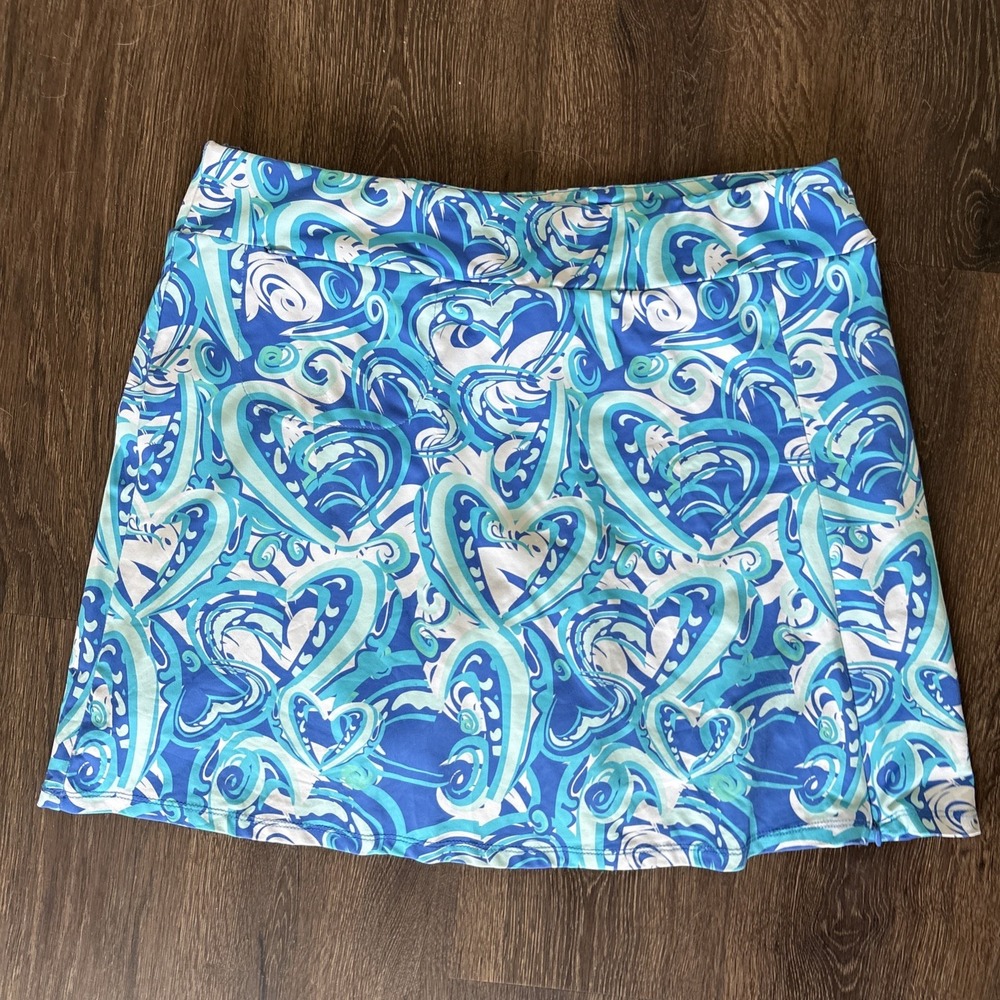Lulu-B Women's Tennis Pickleball Athletic Golf Skort UPF50+ M Pocket Blue Preppy